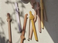 Liewood safari/rose multi mix sugerør Badu silikone (10-pak)